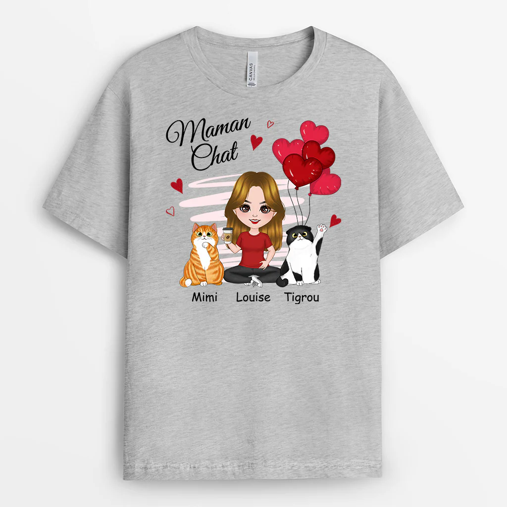 T-shirt Maman Chat Personnalisé - Cadeau Pour Qui Aime Les Chats