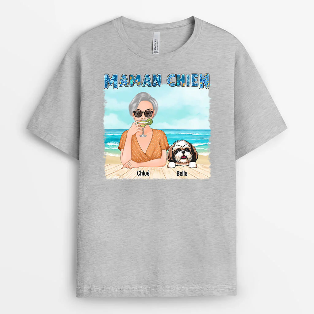 Tee Shirt Chien Personnalisé - Maman Chien À La Plage - Image 2