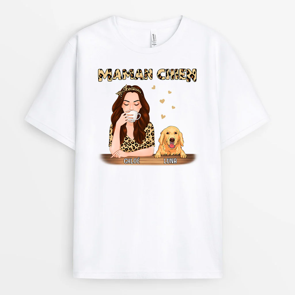 T-shirt Maman Personnalisé - Maman Chien Chemise Léopard