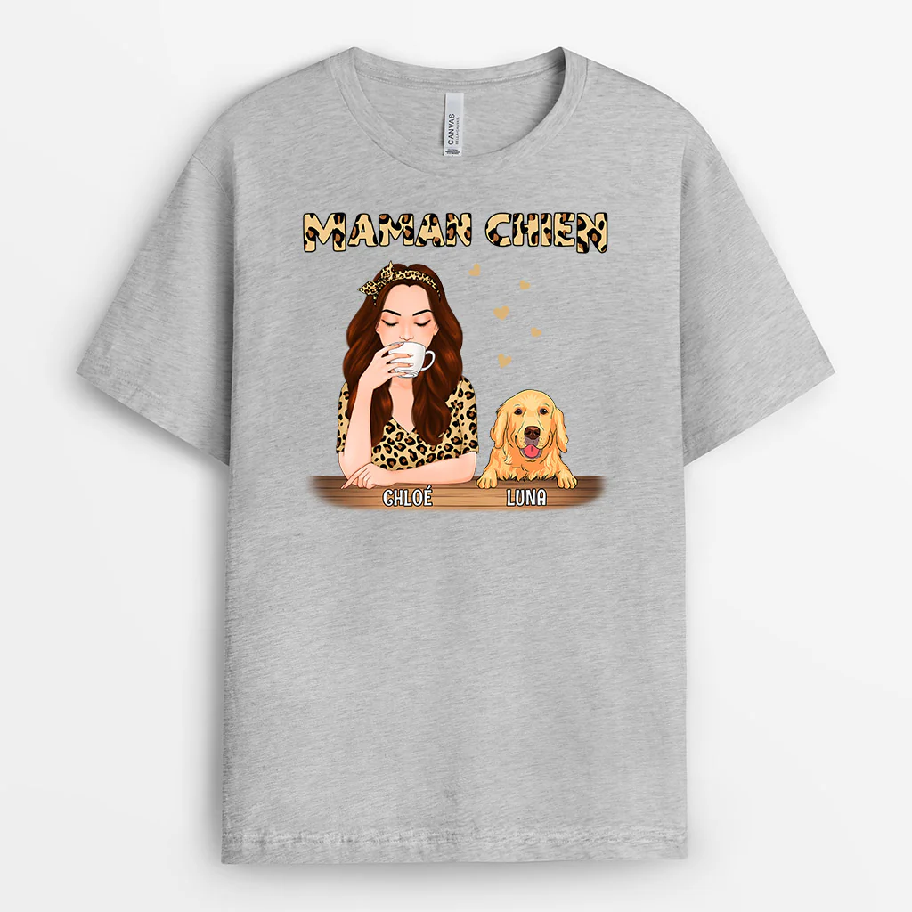 T-shirt Maman Personnalisé - Maman Chien Chemise Léopard - Image 2