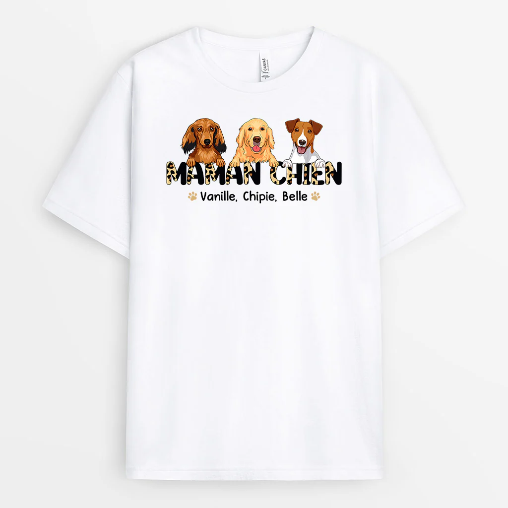 T-shirt Maman Personnalisé - Maman Chien Mot Léopard