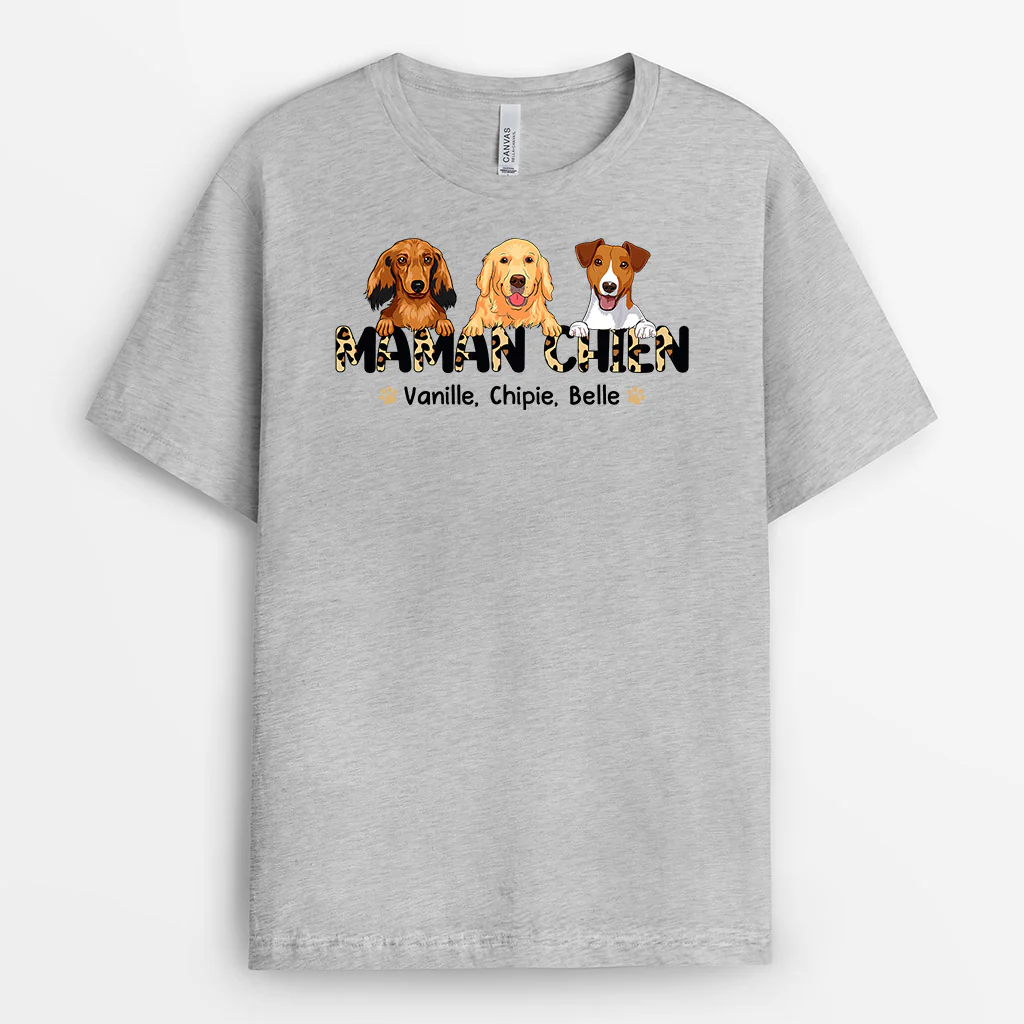 T-shirt Maman Personnalisé - Maman Chien Mot Léopard - Image 2