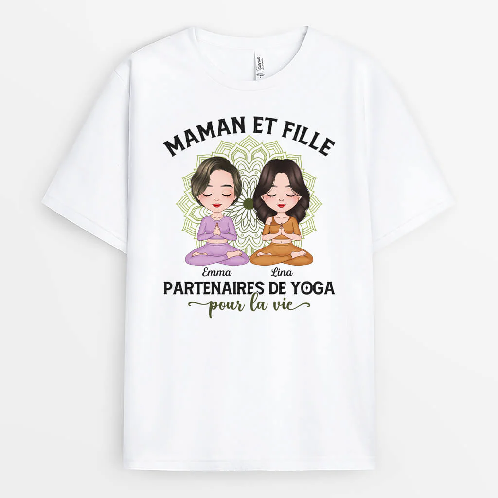 T-shirt Personnalisé Maman - Maman Et Fille Yoga Pour La Vie