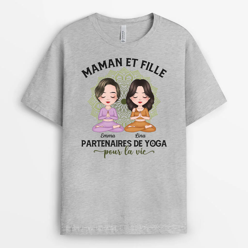 T-shirt Personnalisé Maman - Maman Et Fille Yoga Pour La Vie - Image 2