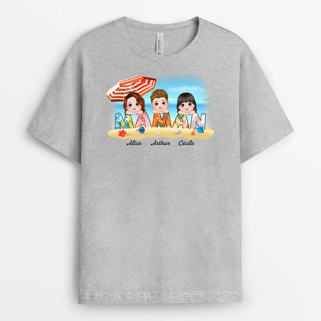 T-shirt Personnalisé Maman - Mamie Maman Été Sur La Plage