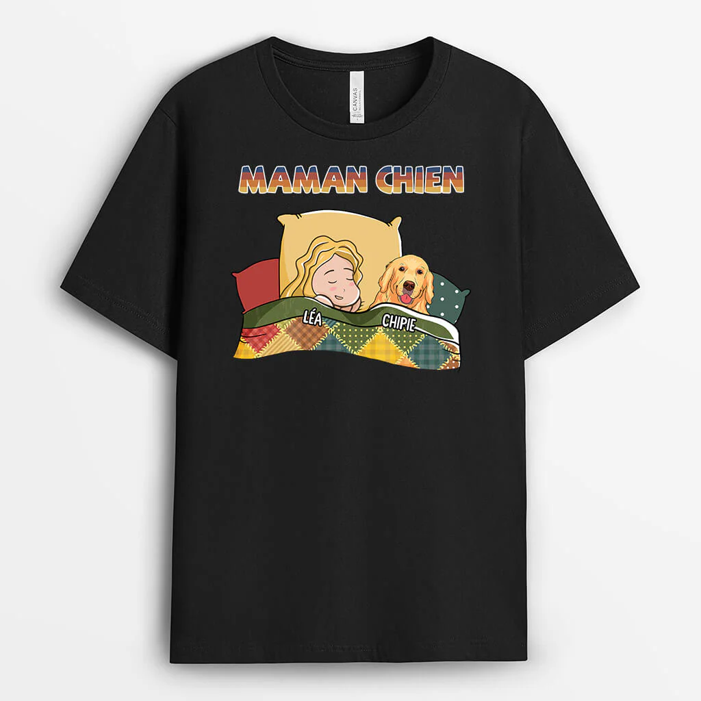 T-shirt Personnalisé - Maman Chien Dormir Avec Son Chien