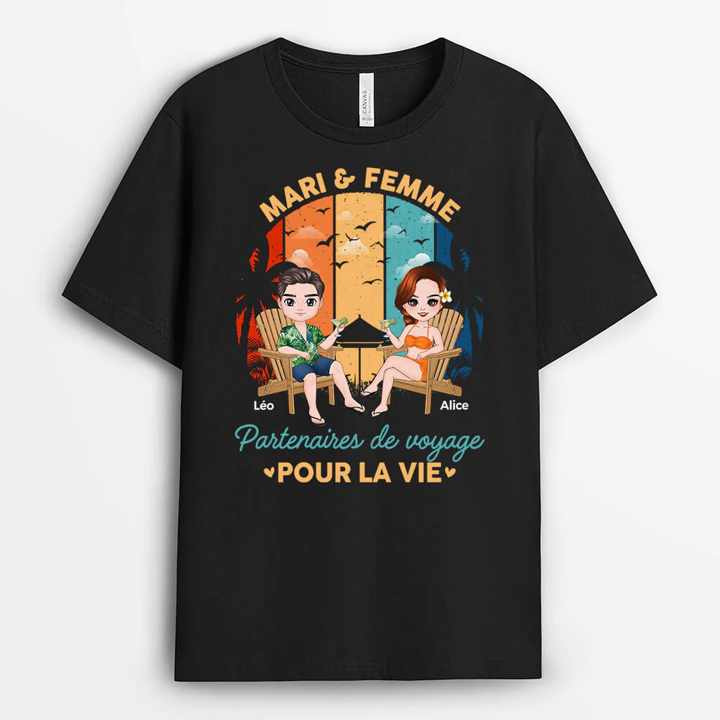 Partenaires de voyage à vie – T-shirt couple personnalisé