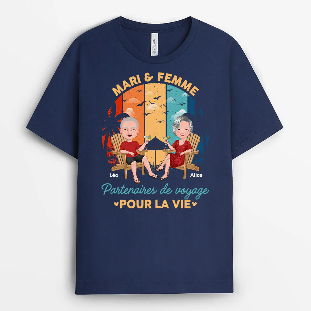 Partenaires de voyage à vie – T-shirt couple personnalisé - Image 2