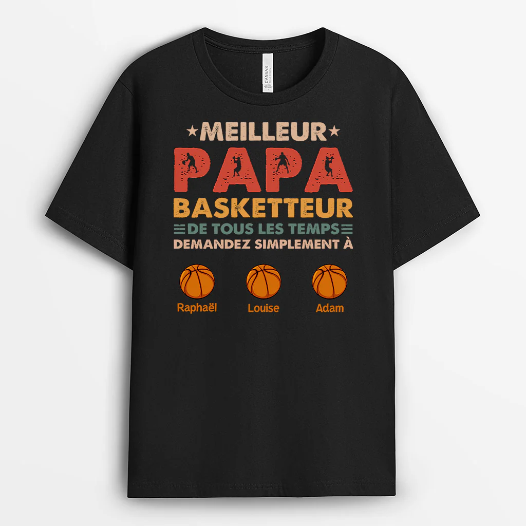 T-Shirt Personnalisé Papa Et Fils | Meilleur Papa Basketteur - Image 2