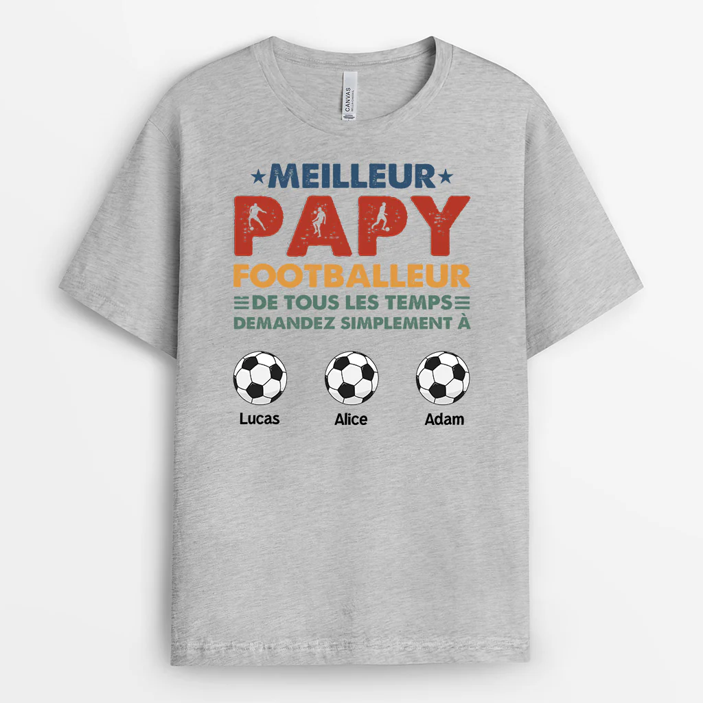 T-shirt Personnalisé Pour Papy - Meilleur Papy Footballeur