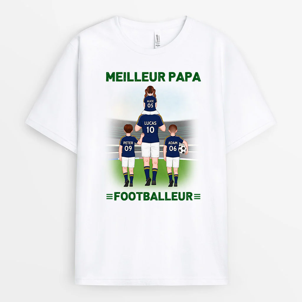 Tee Shirt Personnalisé Pour Papa | Meilleur Papa Footballeur - Image 2