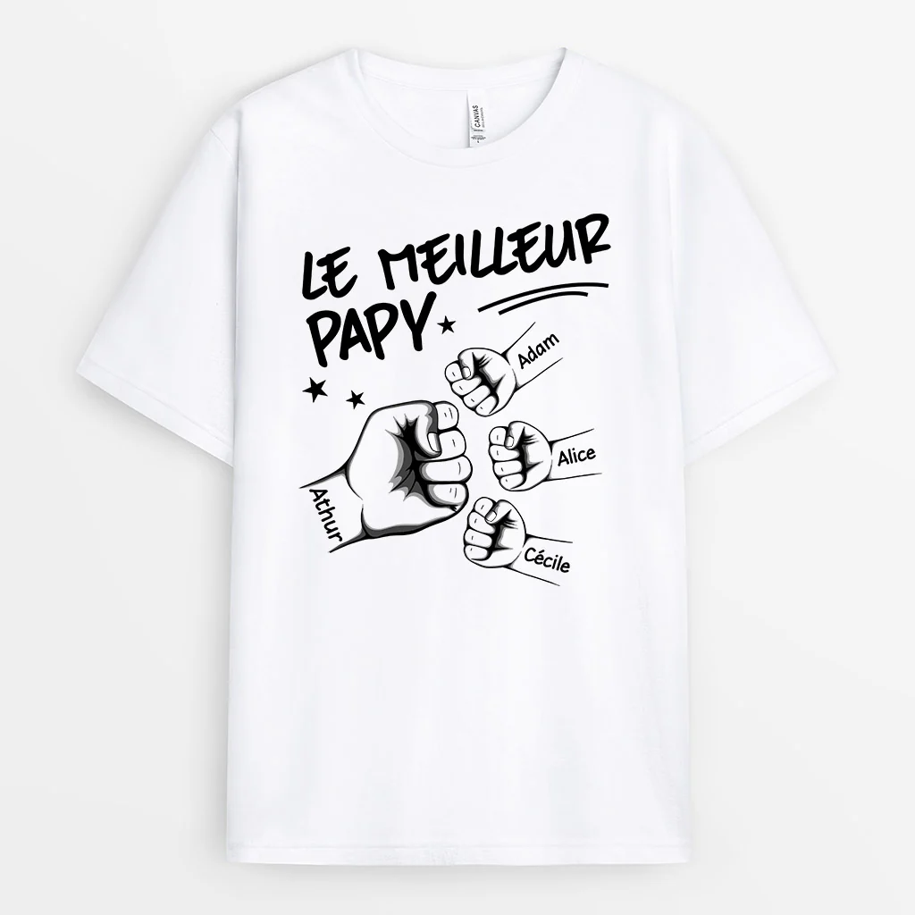 Tee Shirt Personnalisé Papy - Le Meilleur Papy - Check Main