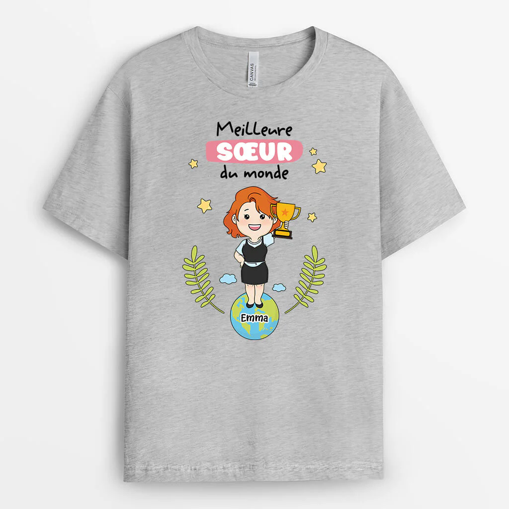 T-Shirt Femme Personnalisé – Meilleure Sœur Du Monde - Image 2
