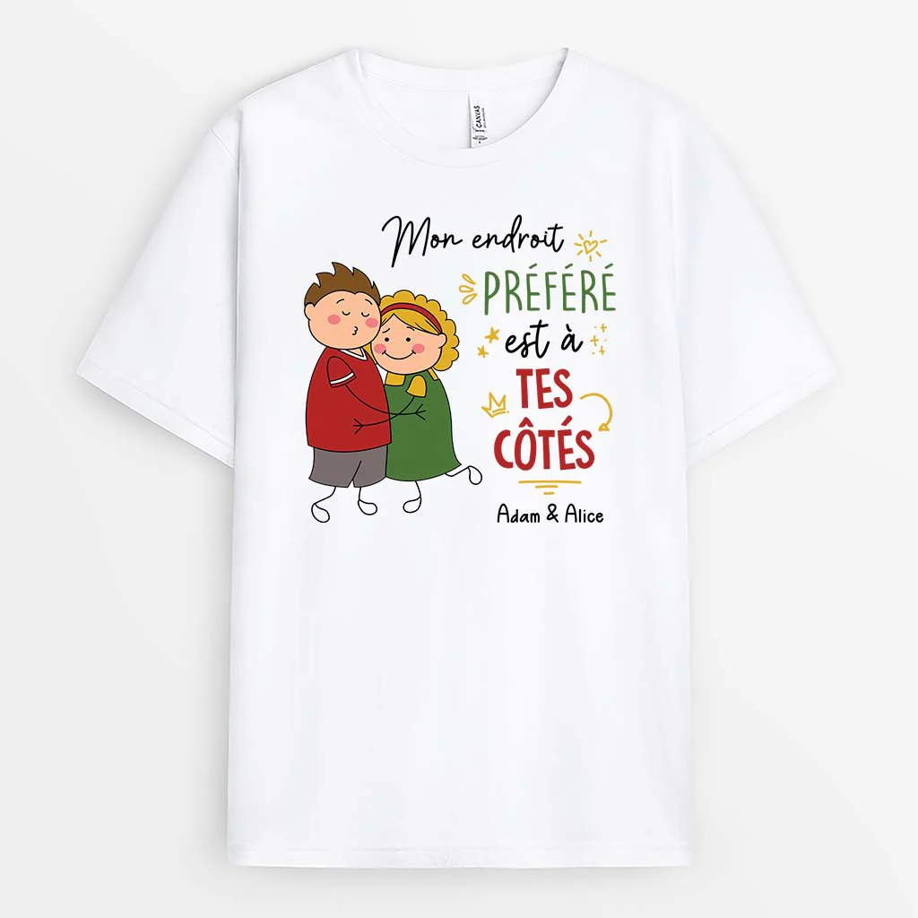 Tee Shirt Personnalisé Couple | Mon Endroit Prefere Est A Tes Cotes - Image 2