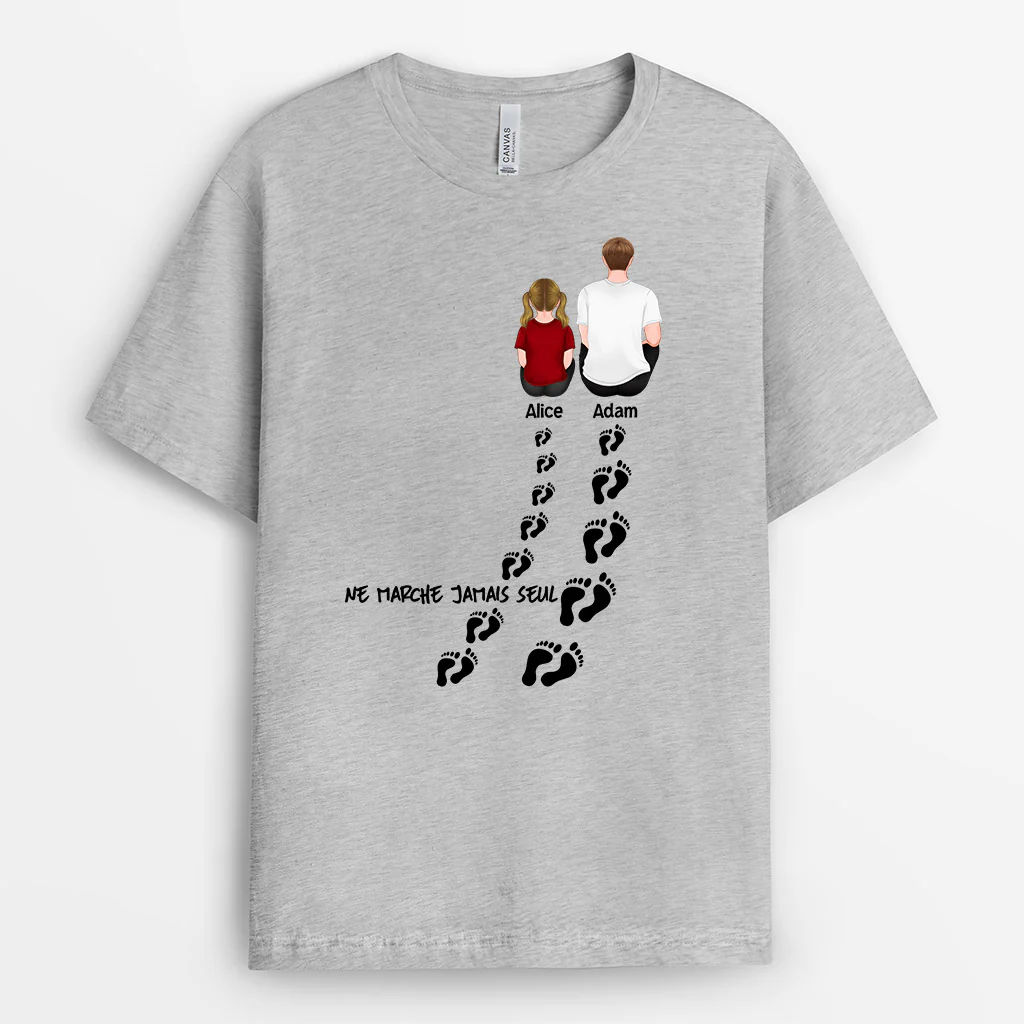 T Shirt Personnalisé Papa Et Fils | Ne Marche Jamais Seul