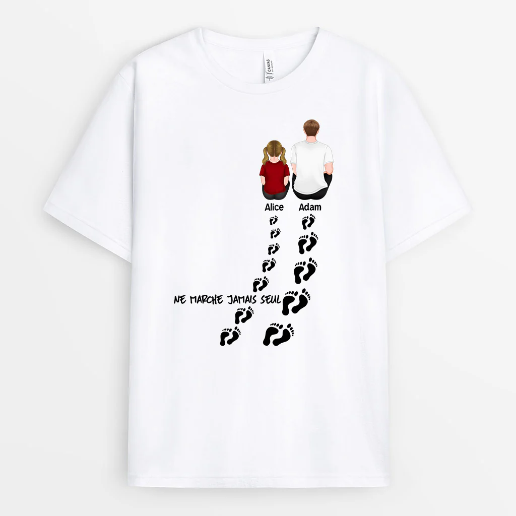 T Shirt Personnalisé Papa Et Fils | Ne Marche Jamais Seul - Image 2