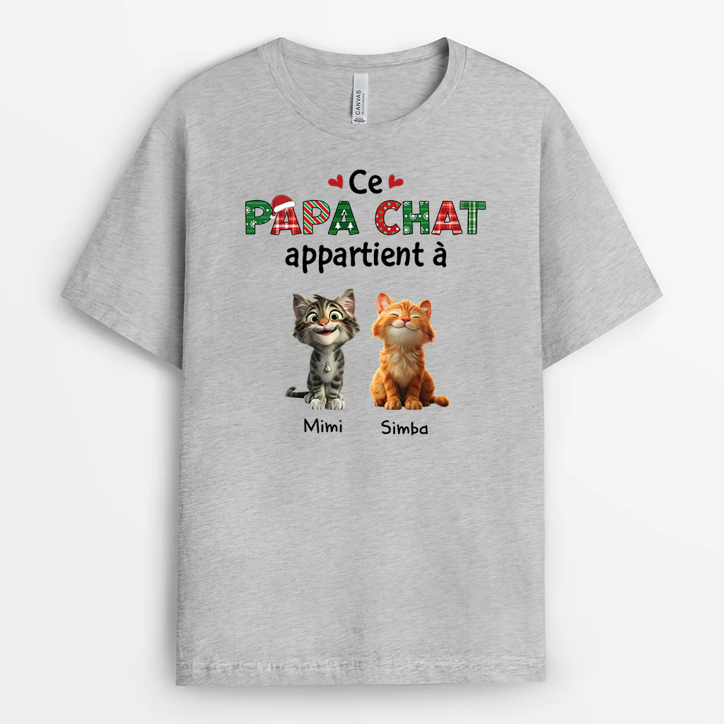 Tee Shirt Amoureux Des Chats | Ce Papa Chat Appartient À Personnalisé - Image 2