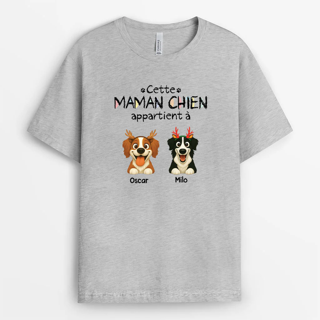Cadeau Noël Personnalisé - T-shirt Cette Maman Chien Appartient à - Image 2