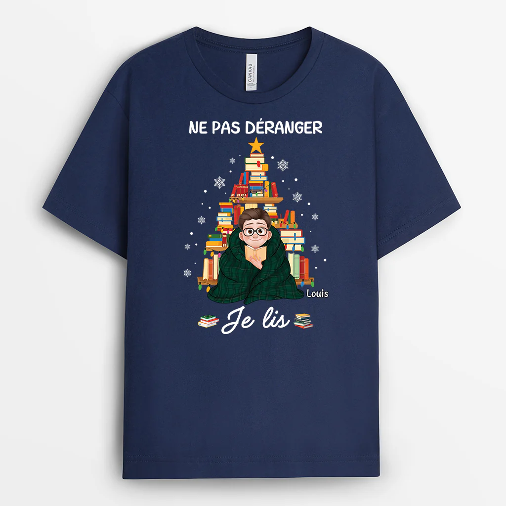 T-shirt personnalisé Noël – Ne pas déranger, je lis - Image 2