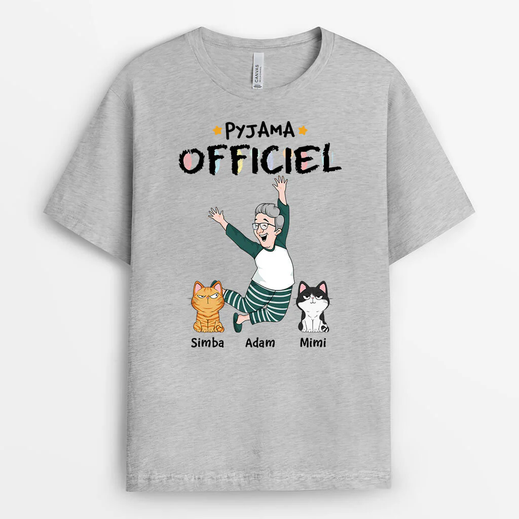 Tee Shirt Personnalisé Chat -  Pyjama Officiel Avec Chats Drôle - Image 2