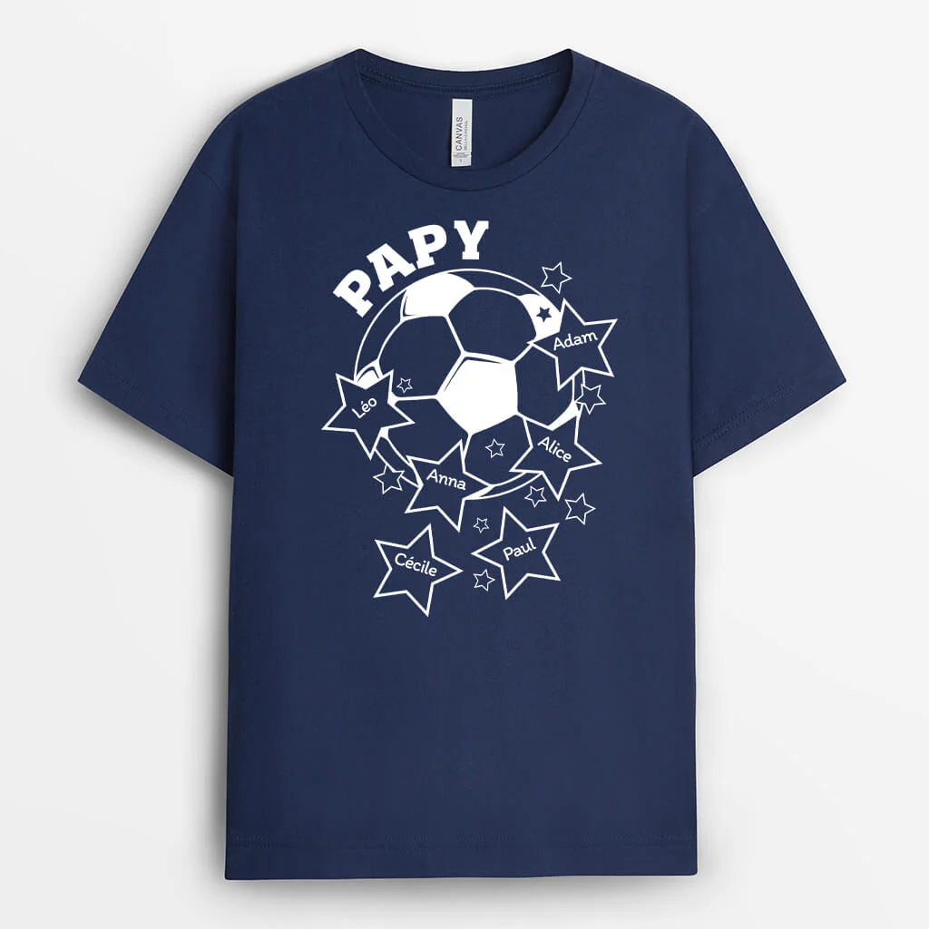 T shirt Personnalisé Grand Père - Papy Ballon De Football Avec Étoiles