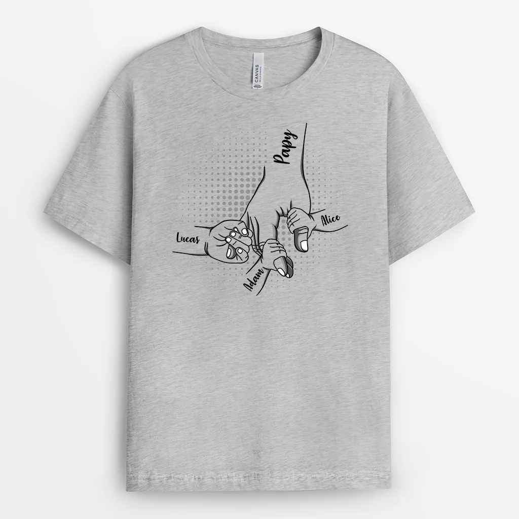 T-shirt Personnalisé Pour Papy - Papy et Enfants Avec Dessin Main Dans La Main