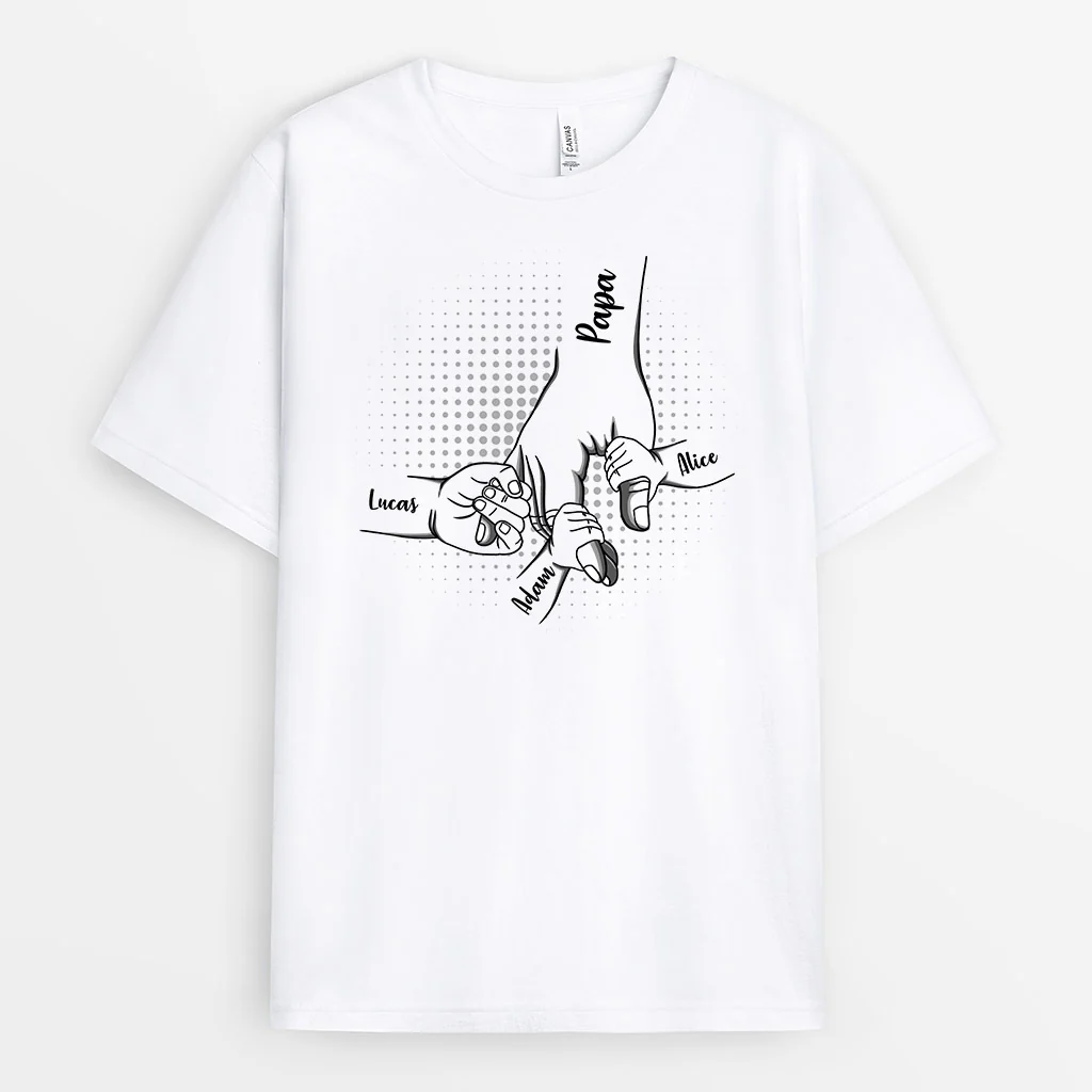 T-shirt Personnalisé Pour Papy - Papy et Enfants Avec Dessin Main Dans La Main - Image 2