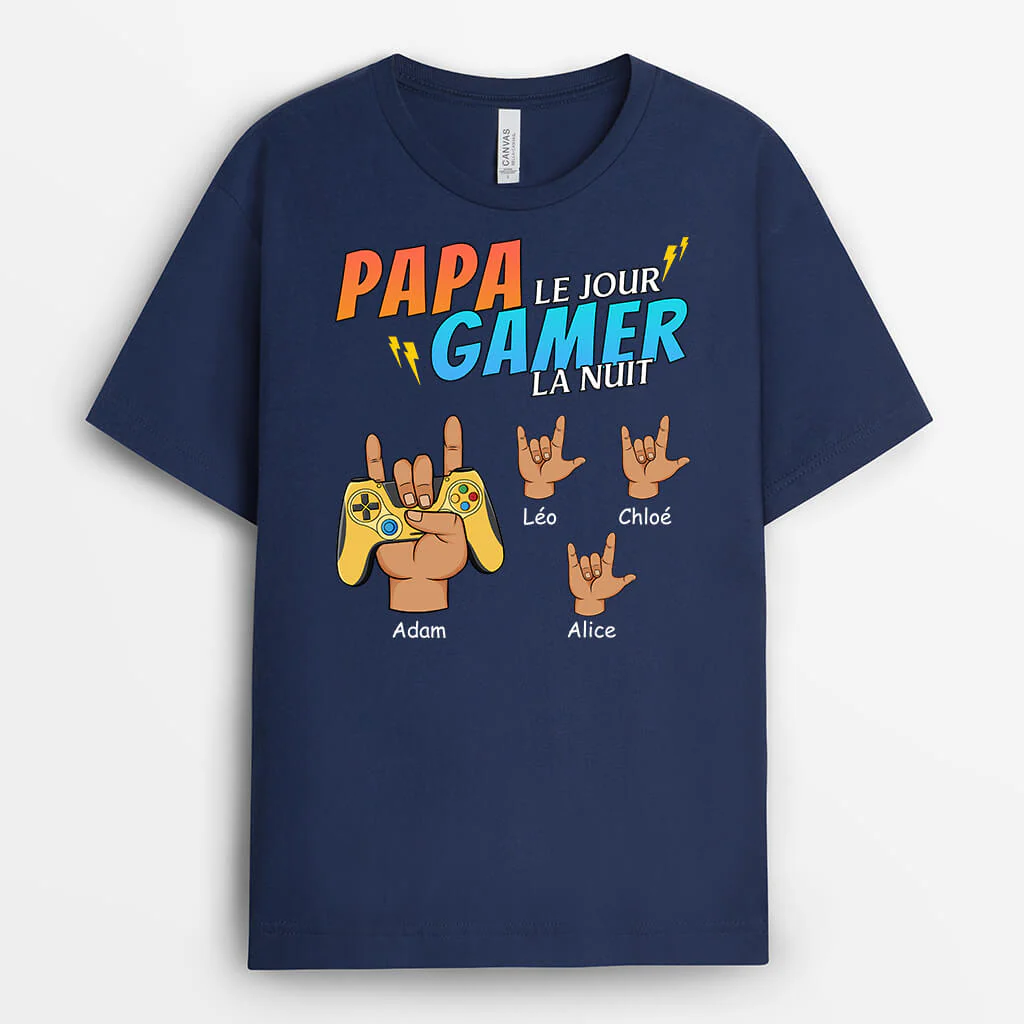 Tee Shirt Personnalisé Papa | Papa Le Jour Gamer La Nuit