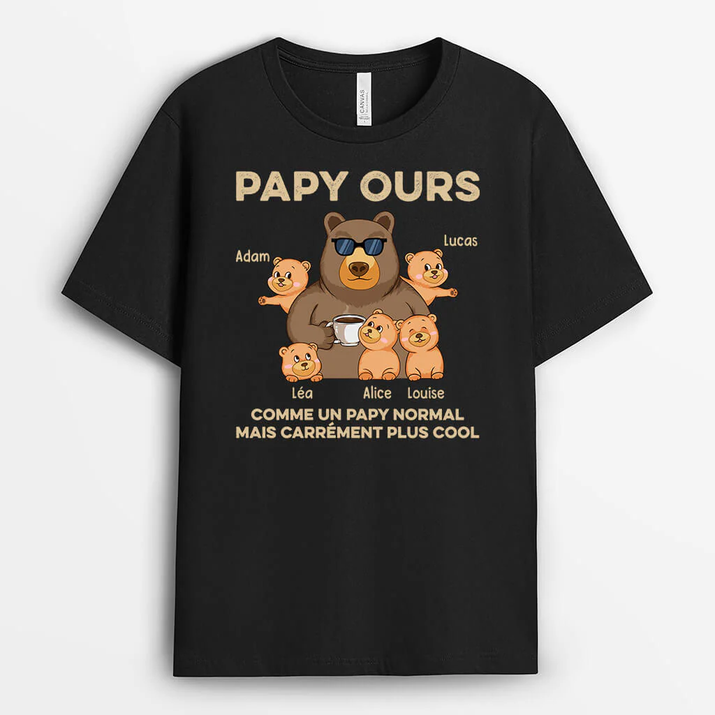 Tee Shirt Personnalisé Papy - Papy Ours Plus Cool