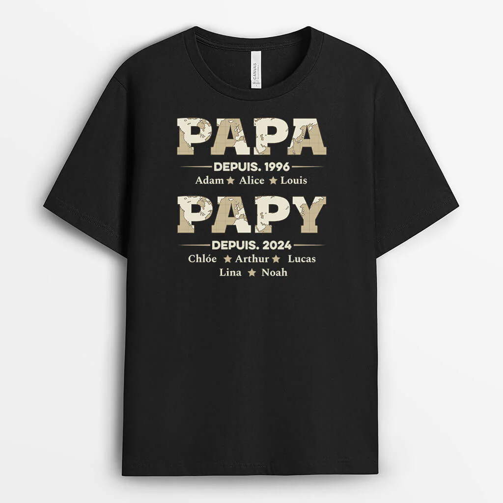 Tee Shirt Personnalisé pour Papy - Papa Papy Depuis