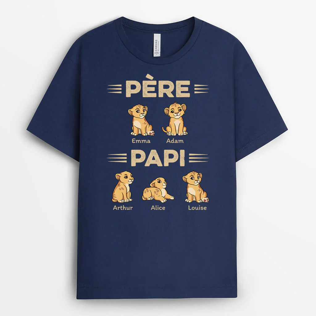 T-shirt Personnalisé Pour Papy - Papa Papy Et Petits Lions - Image 2
