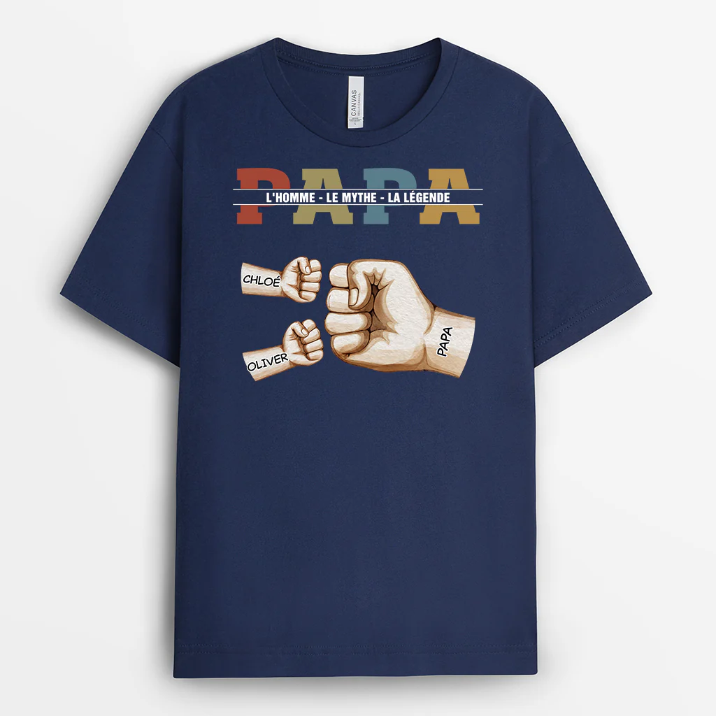 T Shirt Personnalisé Papa | L'Homme Le Mythe La Légende Avec Poings - Image 2
