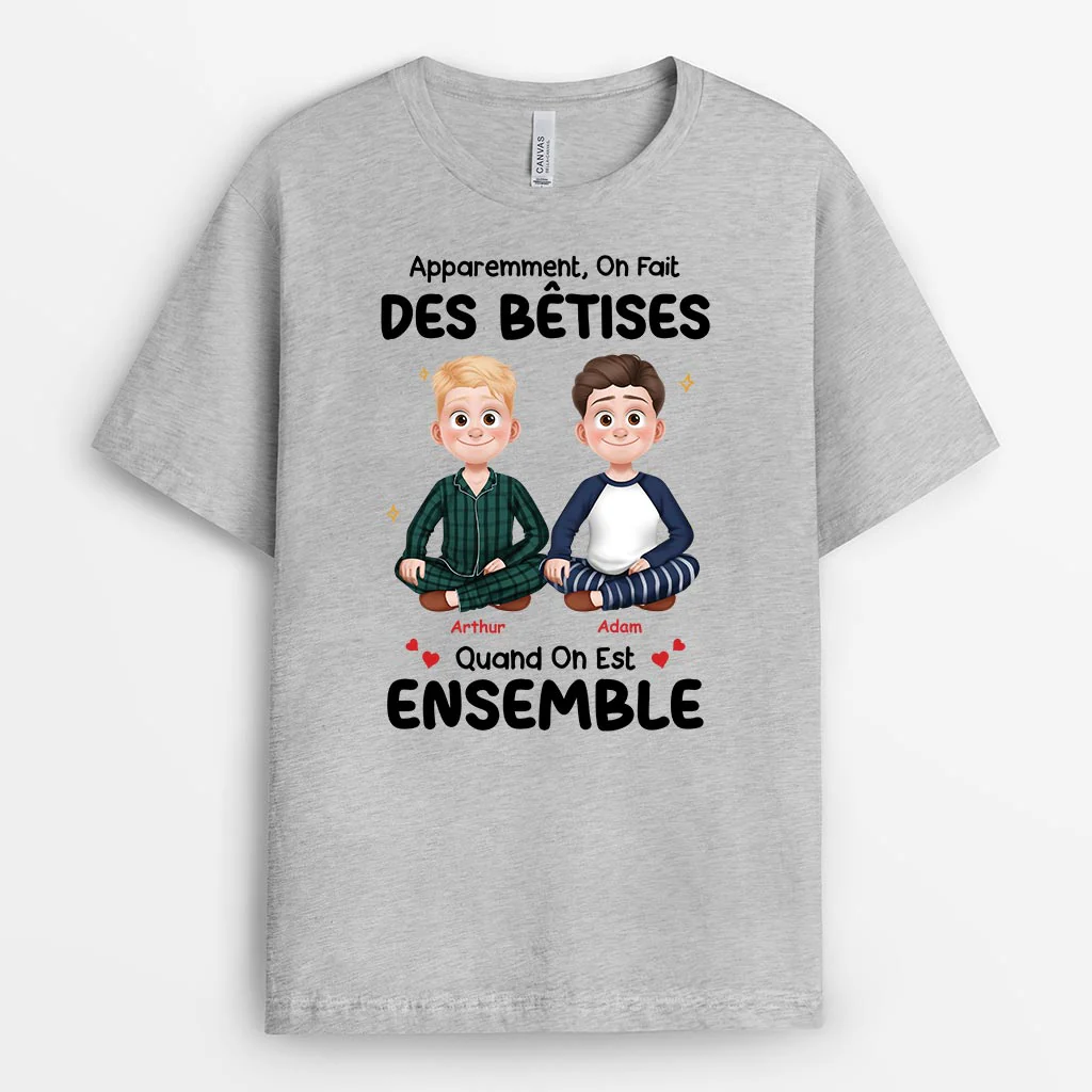T-shirt Personnalisé Ami Pour Femme Et Homme - Ensemble On Fait Des Bêtises - Image 2