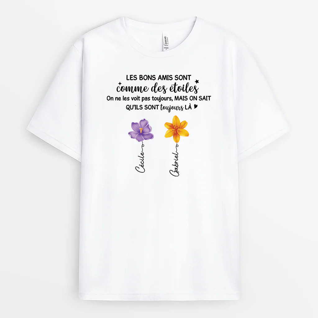Tee Shirt Personnalisé Meilleure Amie - Amies Comme Des Étoiles