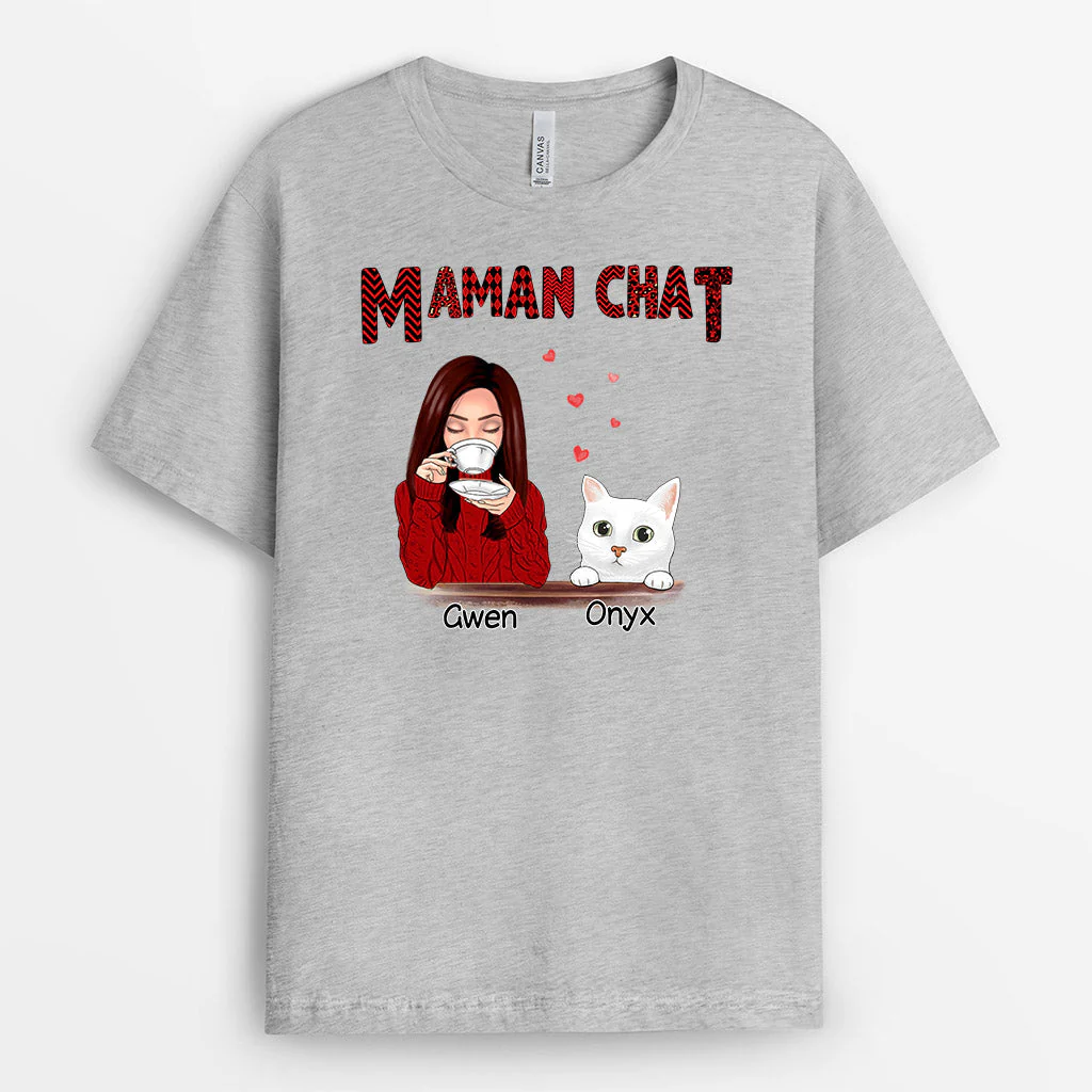 T-shirt Personnalisé Maman - Maman Chat Amoureuse Des Chats