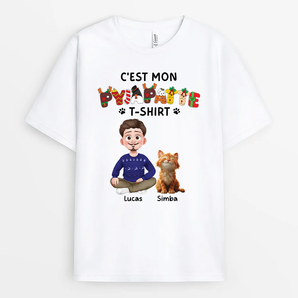 T-shirt Personnalisé Avec Chat - Mon T-shirt De Pyjama Noël