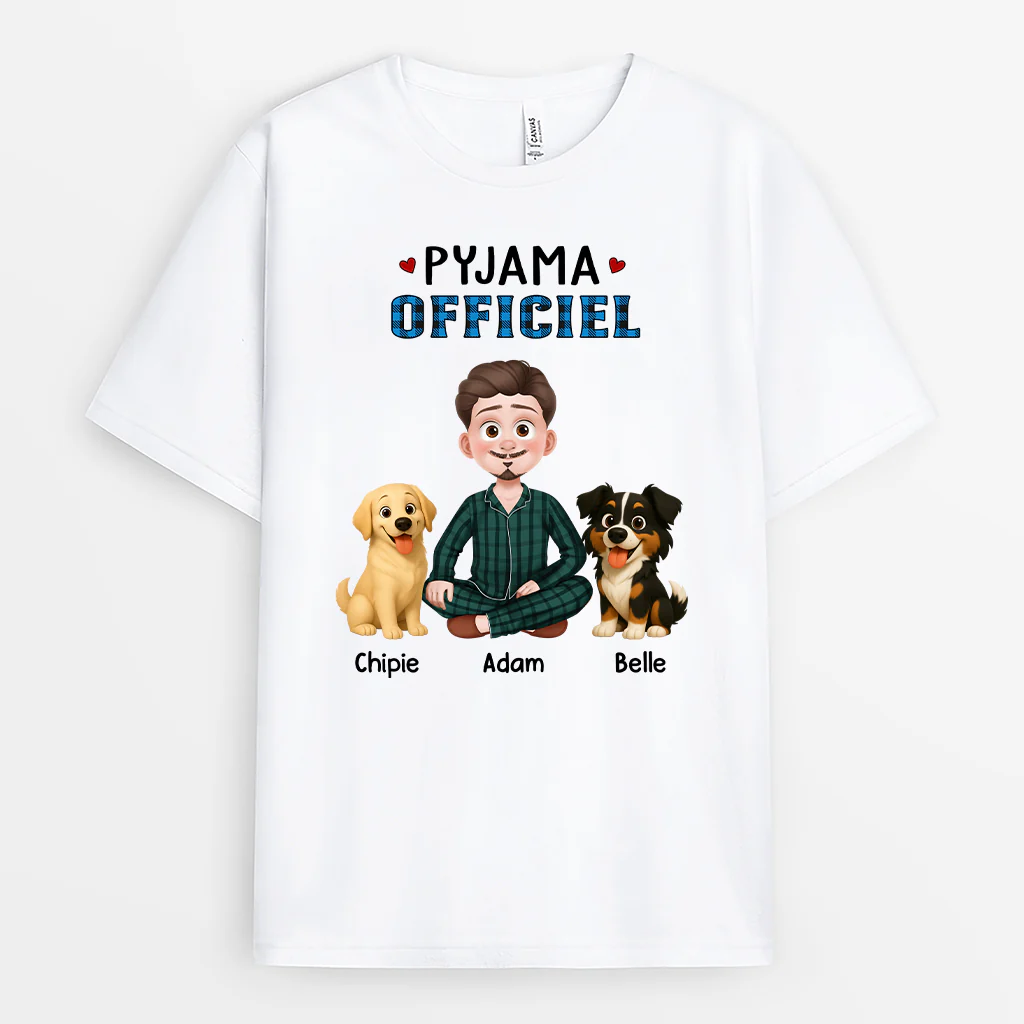 T-shirt Personnalisé Avec Chien - T-shirt De Nuit Officiel Cartoon