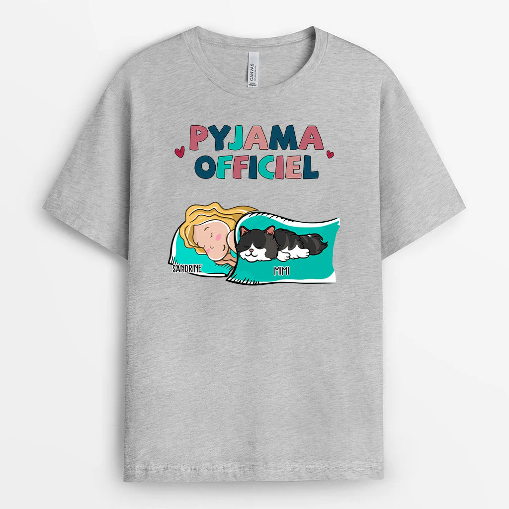 Tee Shirt Femme Personnalisé Pas Cher – Pyjama Officiel Chat - Image 2