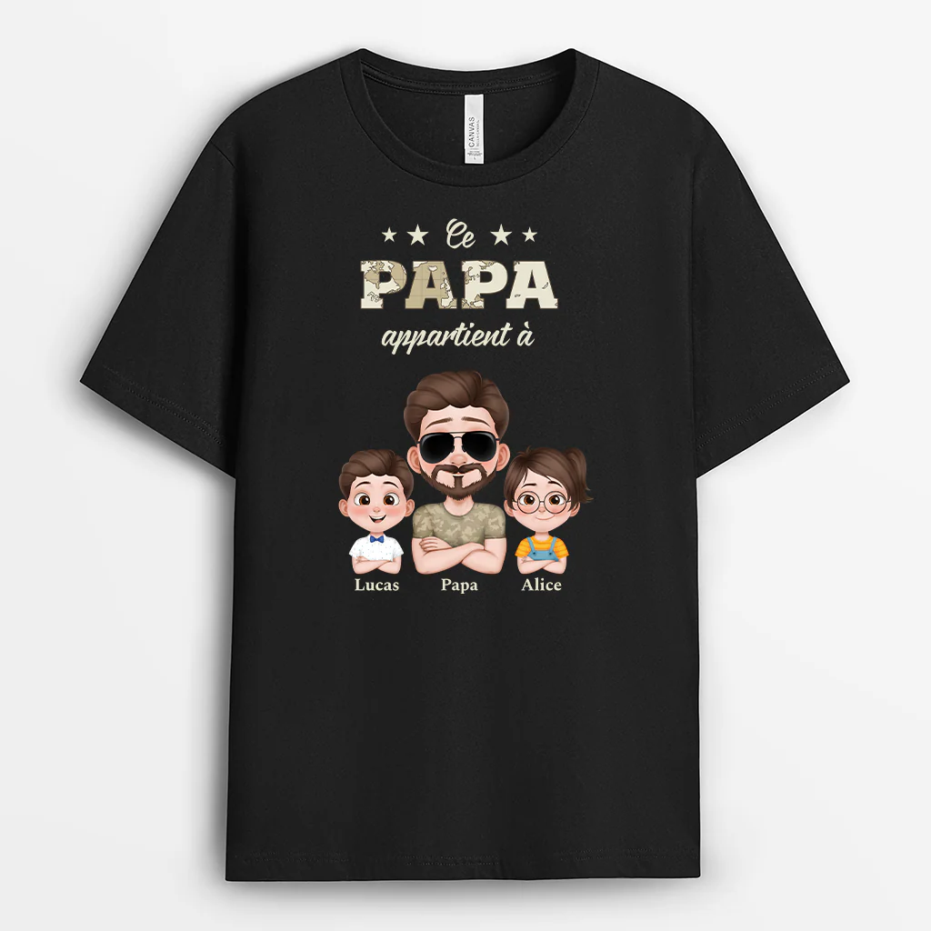 T-shirt Personnalisé - Ce Papa Soldat Appartient À - Version Carte