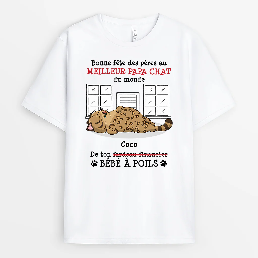 T-shirt Personnalisé Chat - Cadeau Fête Des Pères Pour Papa Chat