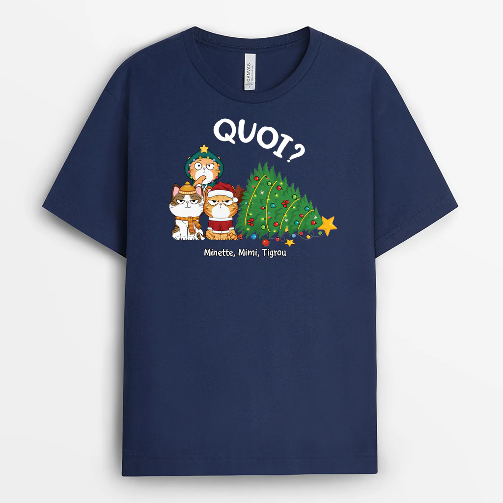 Tee Shirt Personnalisé Chat | Chat Et Sapin De Noel - Image 2