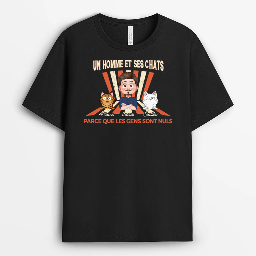 T-shirt Personnalisé Chat - Femme Et Son Chat