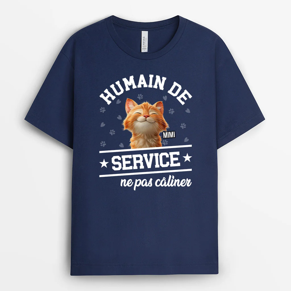 Tee Shirt Amoureux Des Chats – Humain de Service - Image 2