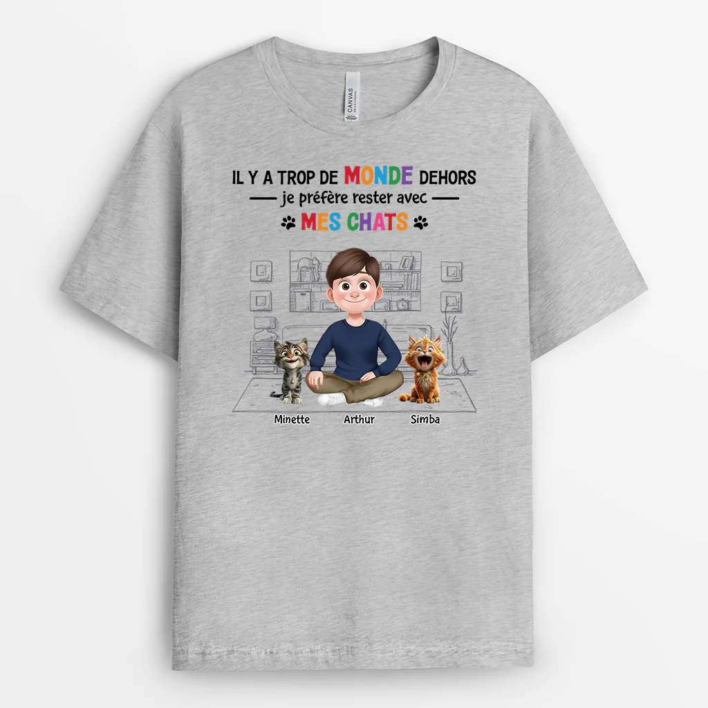 Tee Shirt Personnalisé Avec Chat – Mieux Avec Mes Chats - Image 2