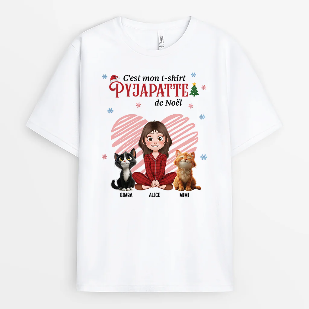 Tee Shirt Chat Humour Homme Personnalisé | Mon Pyjapatte De Noel