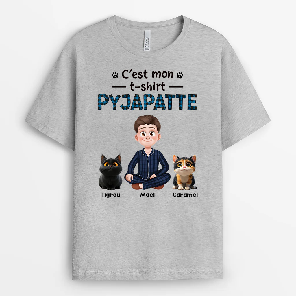 Tee Shirt Personnalisé Avec Des Chats – T-shirt Pyjapatte - Image 2