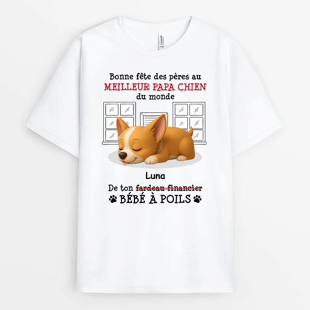 T-shirt Personnalisé Chien - Cadeau Fête Des Pères Pour Papa Chien