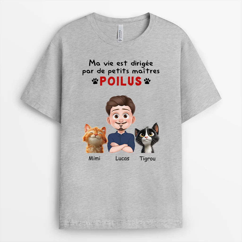 T-shirt Personnalisé Chien Chat - Ma Vie Est Dirigée - Image 2