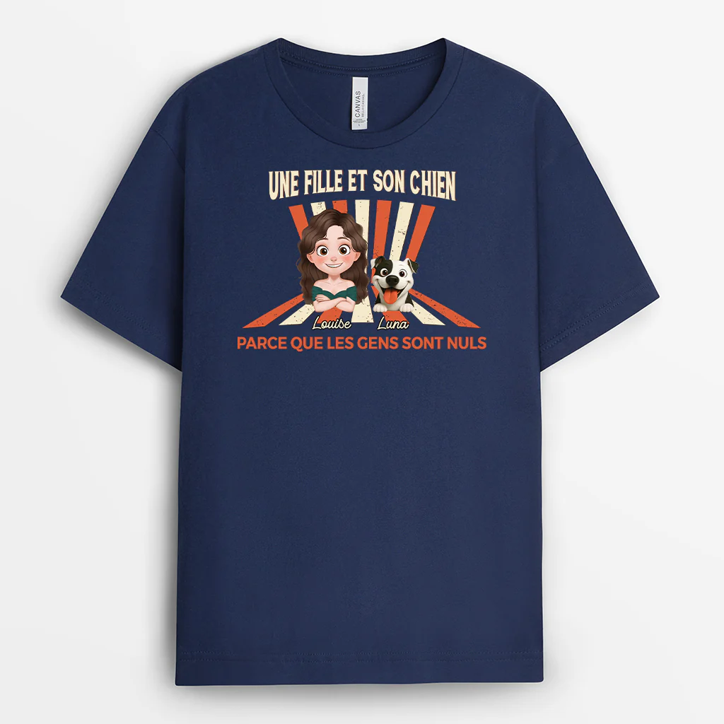 T-shirt Personnalisé Chien - Femme Et Son Chien - Image 2