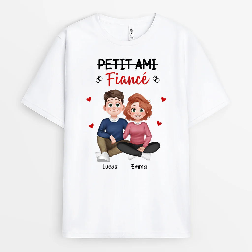 T-shirt Personnalisé Couple - Petit Ami Maintenant Fiancé